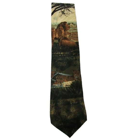 Endangered Species Other - Men's Neck Tie Endangered Species  African Lion Lioness Cubs Pride Silk USA